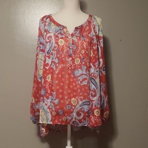 Brilliant Burst Patchwork Peasant Blouse